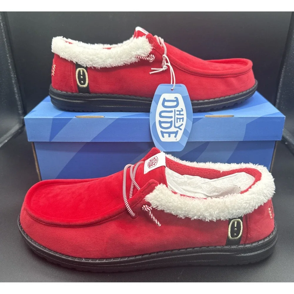 Hey Dude Wally Santa Claus Red Christmas Slip-On Casual Shoes Size Men's 13